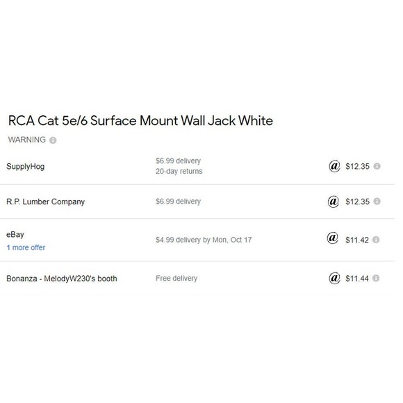 6 x RCA White Surface Mount Jack, Plastic CAT 5E/6 Wall Jack, TPH563R -Free Ship - Picture 2 of 7